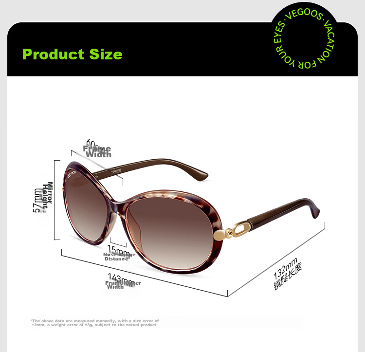 VEGOOS Polarized Sunglasses, Fashionable Large Frame, UV Protection, Sunshade for Women, Driving Glasses, 9021 Amber Tea Color 8