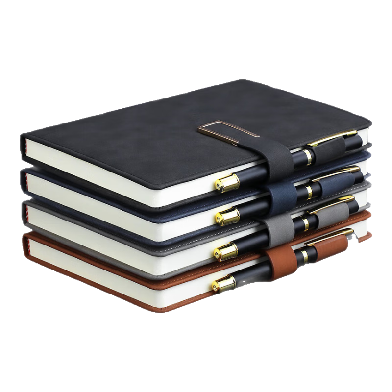 Longe [Set of 3] Business Notebook, Sheepskin Cover B5, Buckle Journal, Thick Notebook, Stationery Diary, Office Meeting Record Book, Customizable Logo