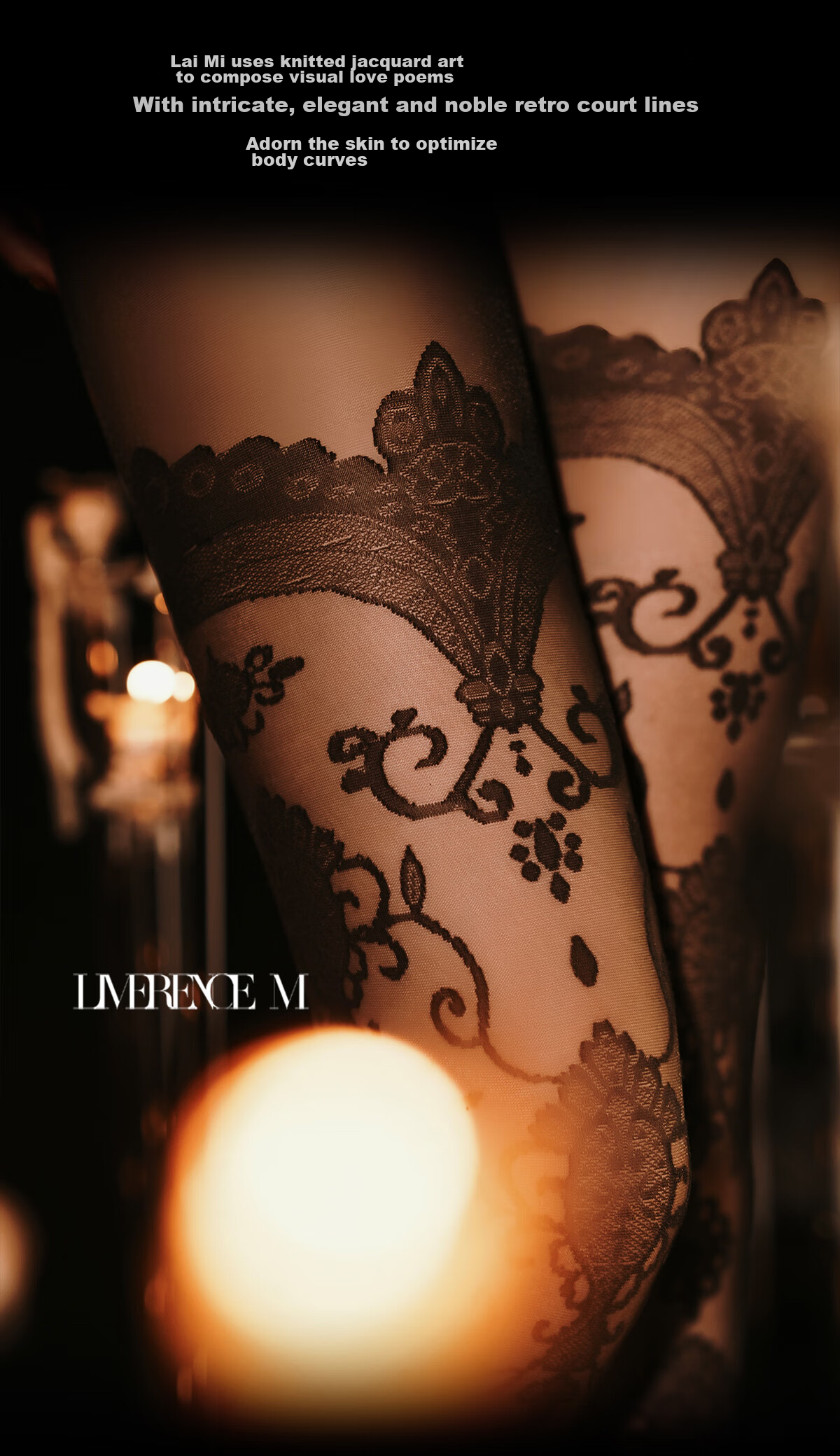 Limerence M [Baroque] Ultra-Thin Sheer Stockings, Lace Vintage Jacquard Party Socks, Nude Pink, T-Crotch Closed Crotch One Size Fits All 4