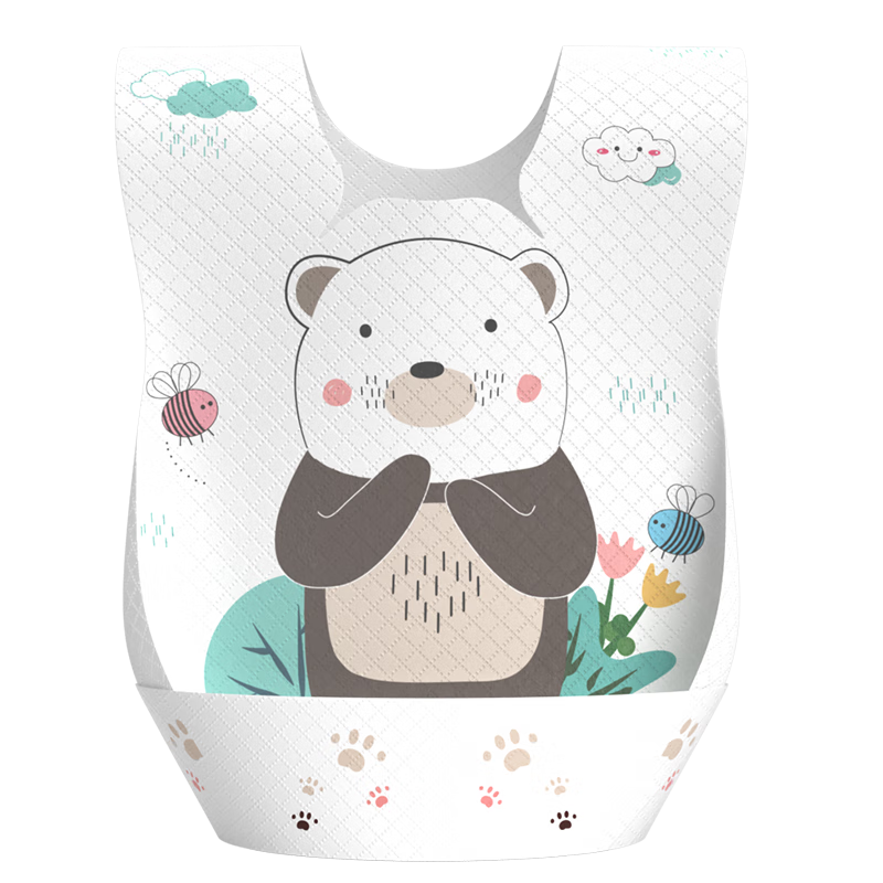 Ankexin Disposable Bibs for Infants And Toddlers [90 Pieces], Individually Wrapped Baby Drool Bibs, Cute Bear Desig