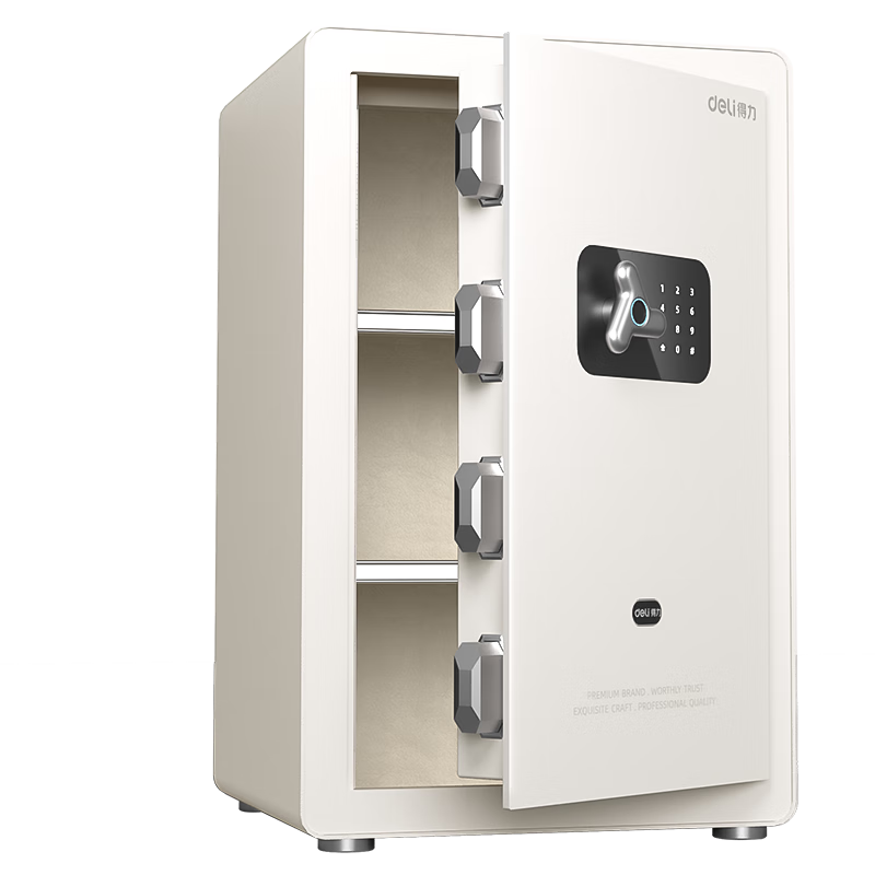 Deli Safe, Home Fingerprint Password Safe, Small Office Safe Can Be Built into Cabinet Or Wall, Lingyao White AE652-N Height 60cm