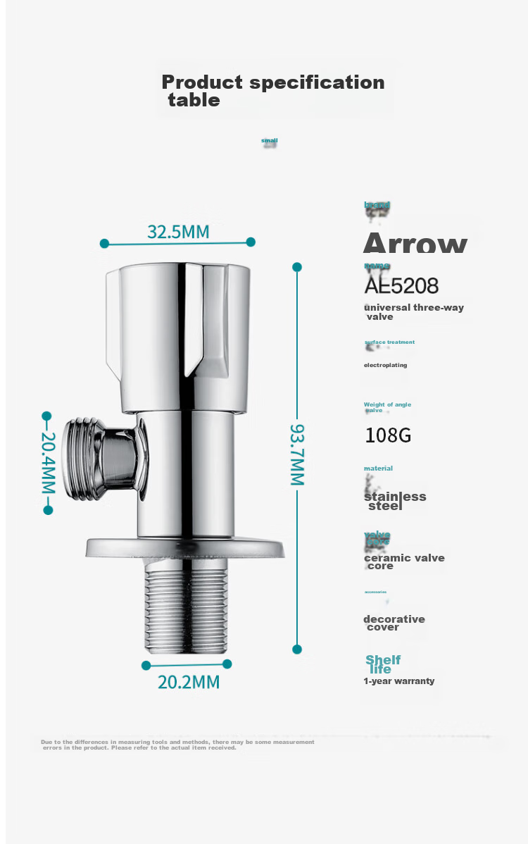 ARROW Washing Machine Faucet Spout, Brass 1/2 Inch Universal Connector, Specialized Detachable Automatic Water Stop Valve Angle Valve 8