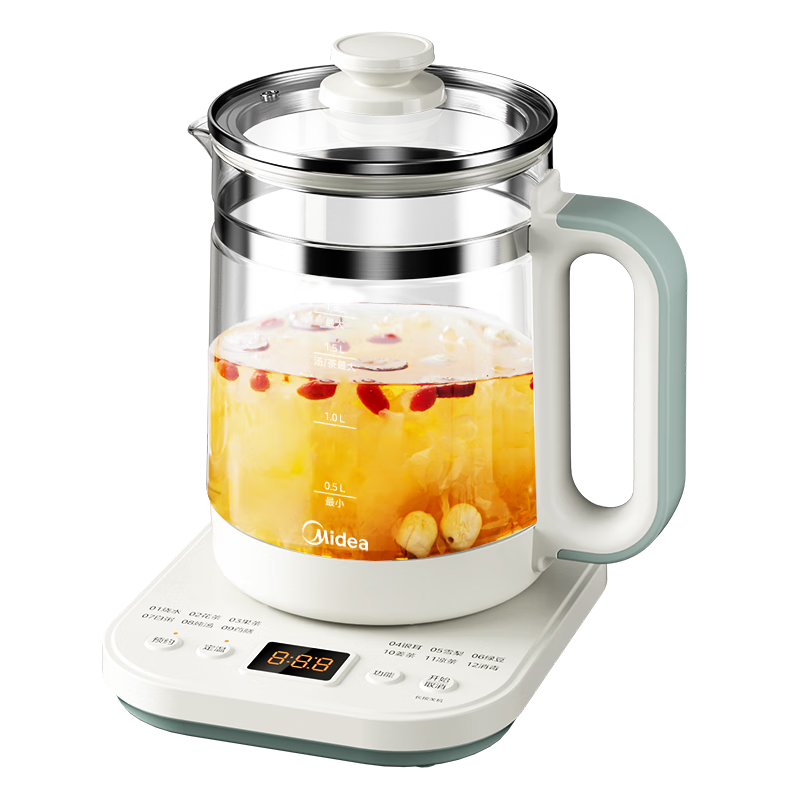 Midea 1.8L Large Capacity Health Pot, Fully Automatic 24h Pre-Set Water Boiler, 12h Intelligent Constant Temperature Electric Kettle, Home Milk Maker, Flower Tea Pot, Tea Maker YSNC1806