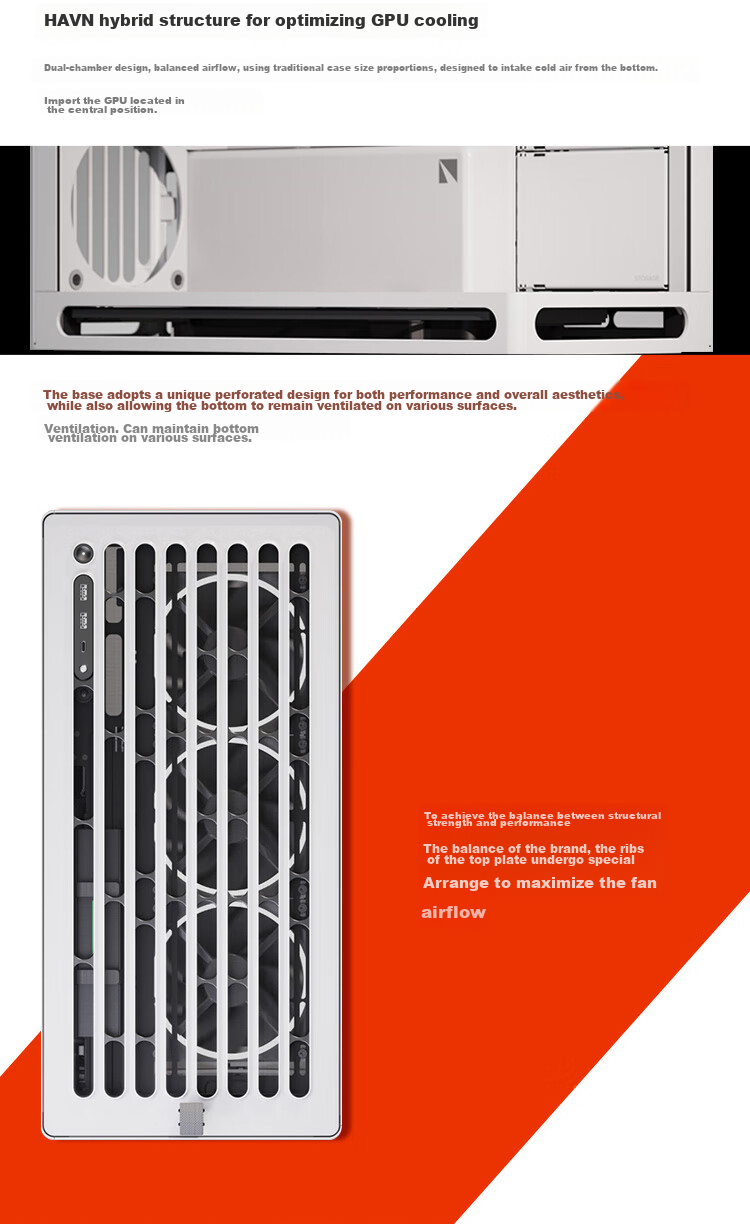 HAVN HS420 White Seaside View Case Modern Aesthetic Design/Curved Glass/Magnetic Panel/Supports E-ATX Motherboard/MAX 420mm Radiator/Four-Sided Dust Protectio 4