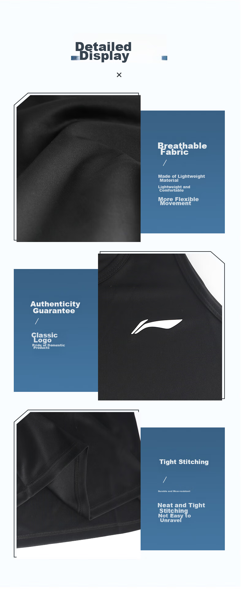Li-Ning Tank Top for Running, Summer Style, Unisex Fitness Workout Breathable Cool Sleeveless Top Base Layer Martial Arts Sports Vest 11