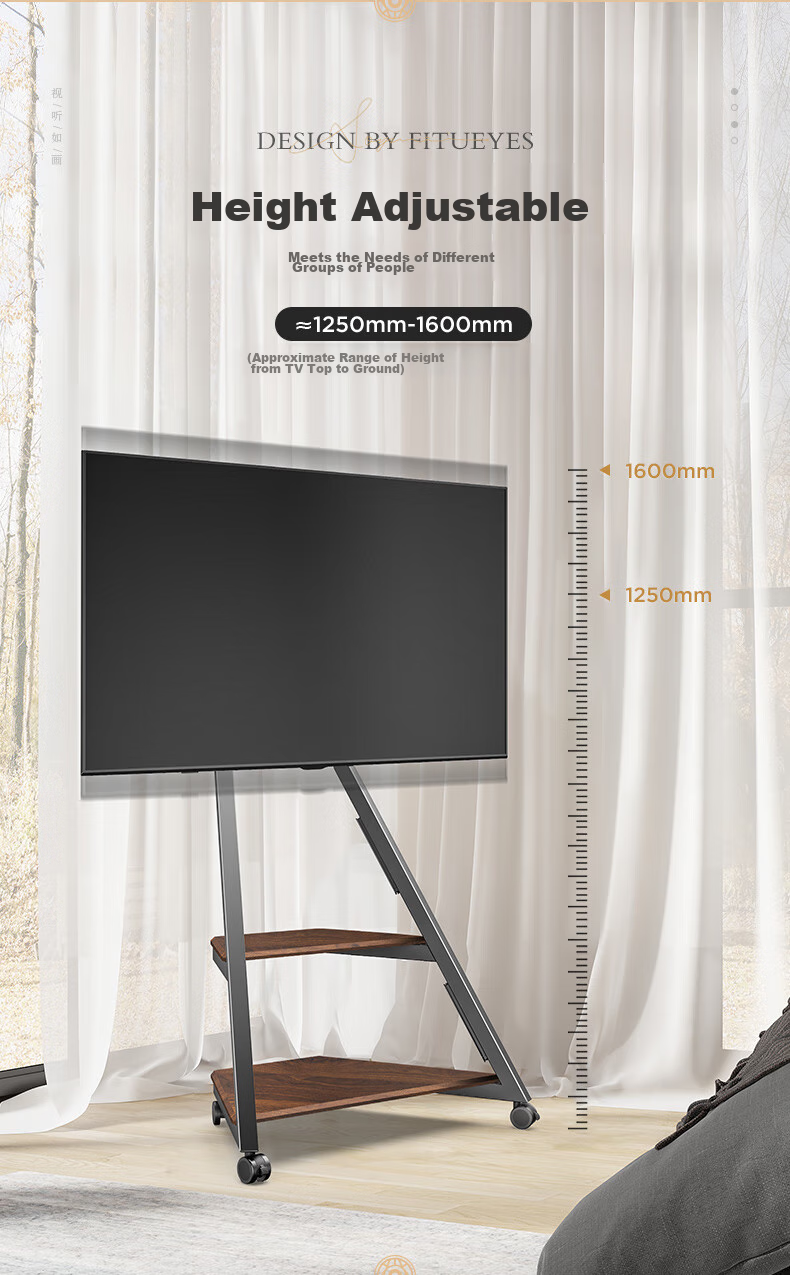 FITUEYES Artistic TV Stand for 45-65 Inch Mobile TVs, Eiffel Series TV Cabinet, Universal TV Mount for Multiple Brands 9