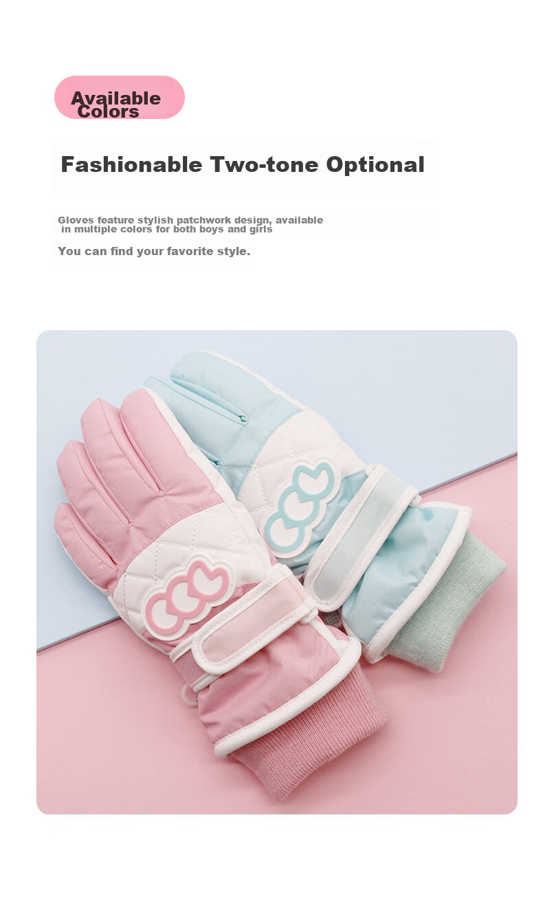 COCOLIC Children's Ski Gloves, Winter Cartoon Design, Fleece-Lined, Thickened Cotton, Warm, for Boys And Girls, CCL-201L01 4
