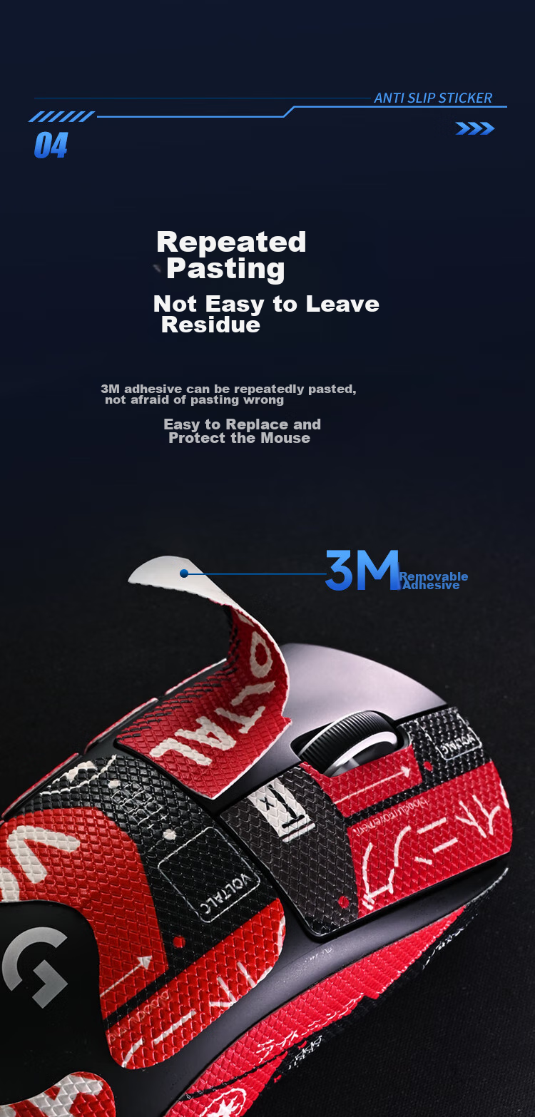 NVV Anti-Slip Sticker for Logitech GPW2/3 Mouse, Dog Poop King Second Generation/third Generation Sticker, Sweat-Absorbing And Scratch-Resistant Foot Pad, Gaming Mouse Pad, Frosted Anti-Sweat M-XG2 Red 5