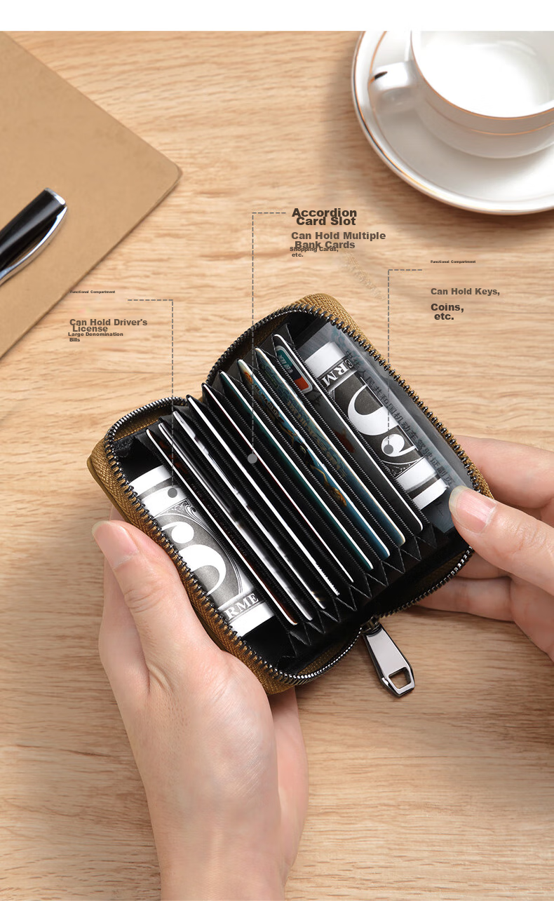 V.NINE Card Holder for Men with Multiple Card Slots, Bank Card Holder, ID Holder, Horizontal Coin Purse, Men's Valentine's Day Gift Box Set 7