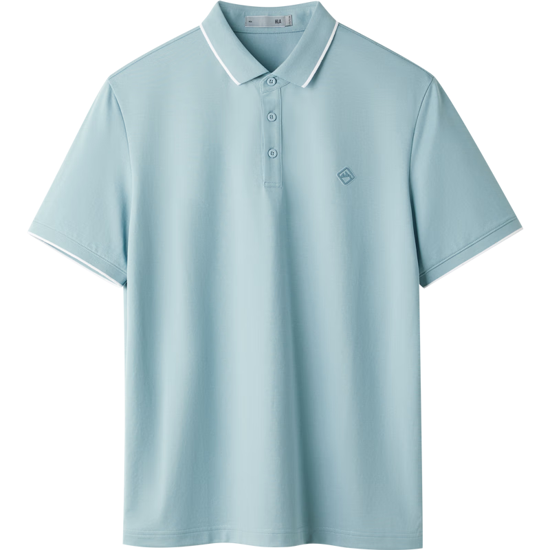 HLA Short-Sleeve Polo Shirt for Men, Shan Bu Zai Gao Series, Cool-Touch Contrasting Color Short Sleeves for Men in Summer