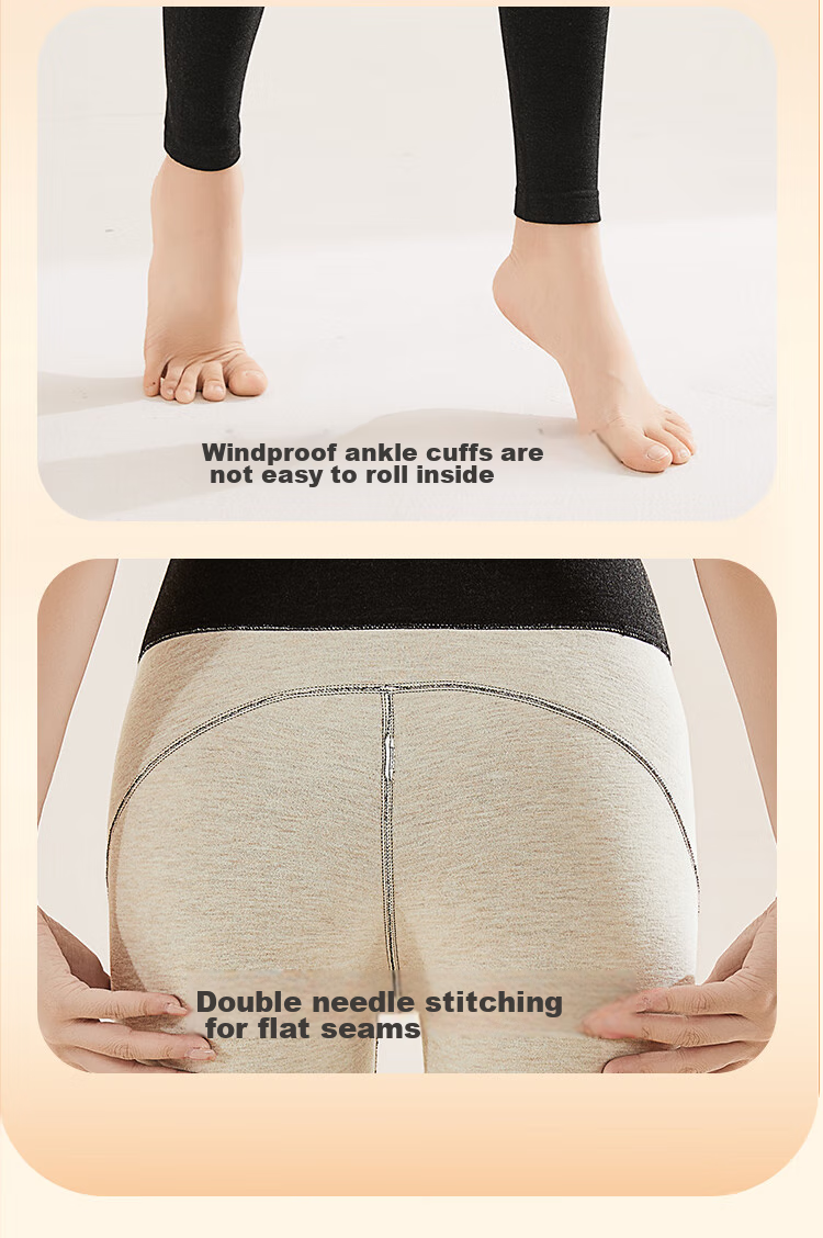 MiiOW [Polyester Temperature-Raising Wool Silk] Women's Thermal Pants, High-Waist Tummy Control, Body-Shaping, Butt-Lifting, Fleece-Lined Leggings for Autum 16