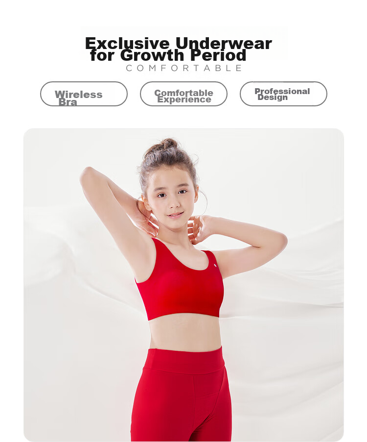 BALABALA Girls' Underwear, Developmental Training Bra, Cuttable to Prevent Exposure, Red Color, Snake Year, 208125195003 1