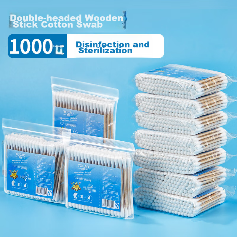YOUAO Cotton Swabs for Ear Cleaning [100 Pieces * 10 Packs = 1000 Pieces] Makeup Cotton Swabs for Adults And Children, Ear And Nose Cleaning