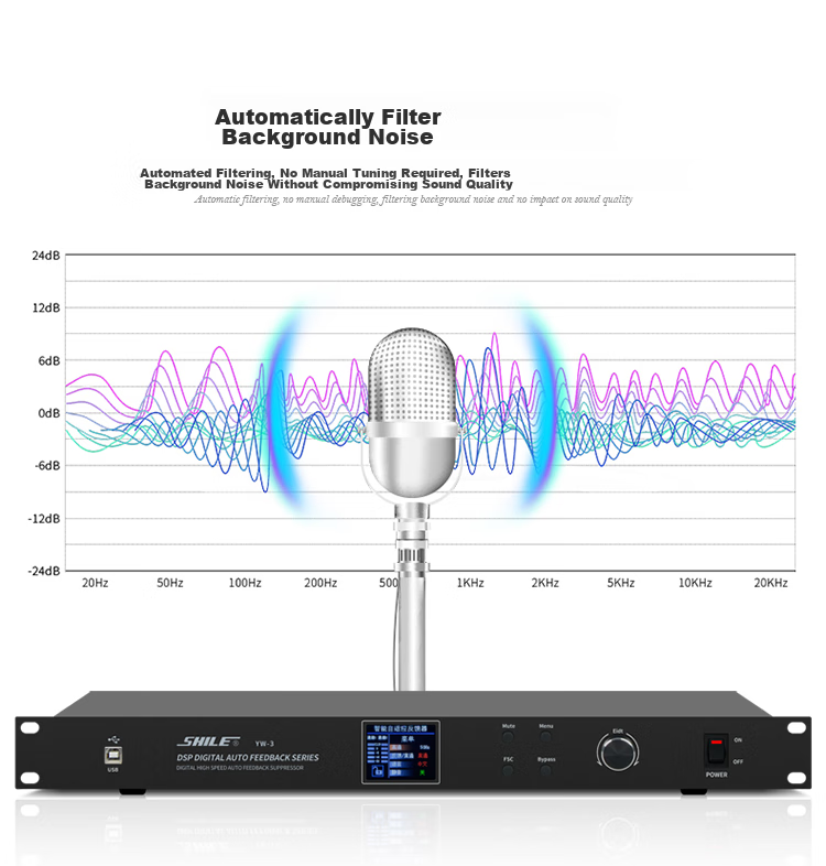 SHILE YW-3 Professional Feedback Suppressor, Professional Microphone, Automatic High-Speed KTV, High-Power Audio Equipment, Conference Room Gooseneck Microphone, Anti-Howling Processor 7