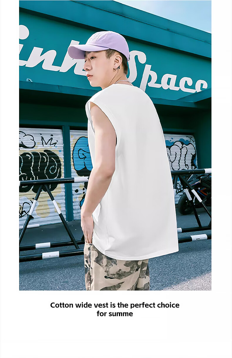 Warrior Vest for Men, Summer New Trendy Casual Pure Cotton Sleeveless Tank Top, Loose-Fitting Sports Top, White, 4XL 13