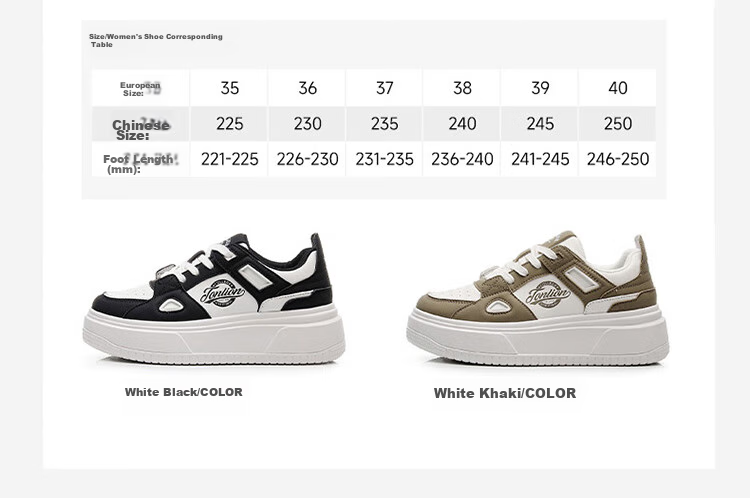 TonLion Women's Shoes, Autumn Season Footwear, Thick-Soled Sneakers for Women, Casual Dad Shoes, Women's Sports White Sneakers, White And Black, Size 37 5