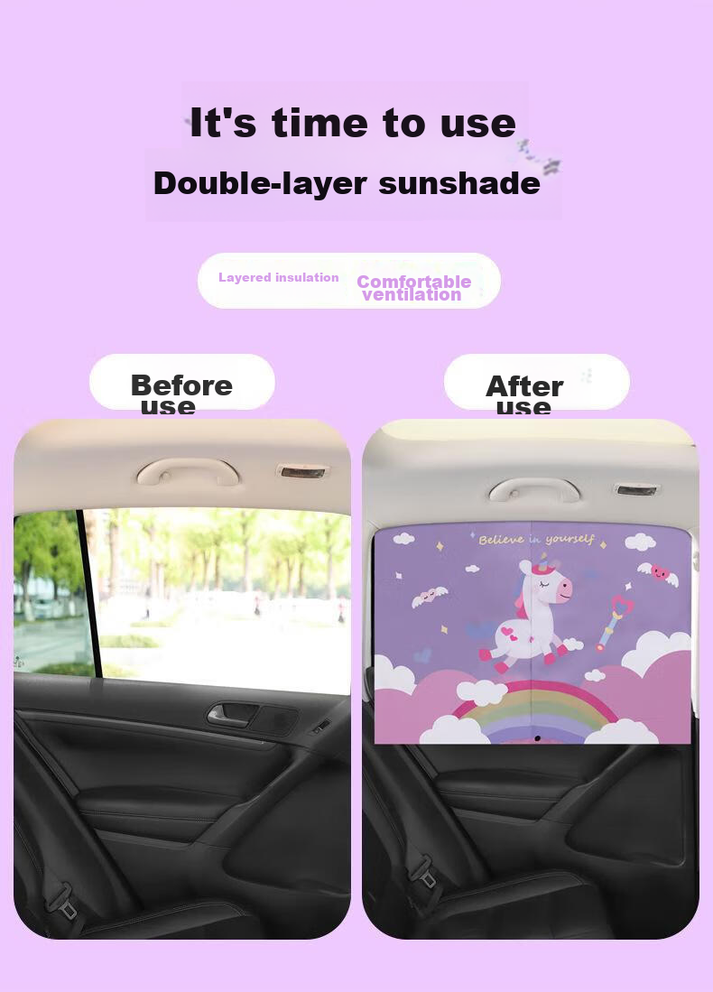 Dijialun Car Sunshade, Heat Insulation, Sun Protection, Baby Light Blocker, Magnetic Retractable Curtain, Car Window Shade, Rear Side - Single Piece 3