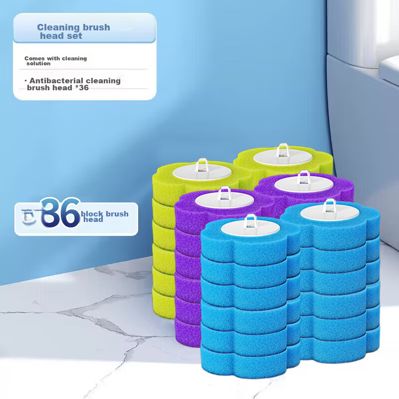 Bahainiao Disposable Toilet Brush, No Drilling Required, Wall-Mounted, Replaceable Brush Heads, 36 Replacement Packs, Cleaning Tool