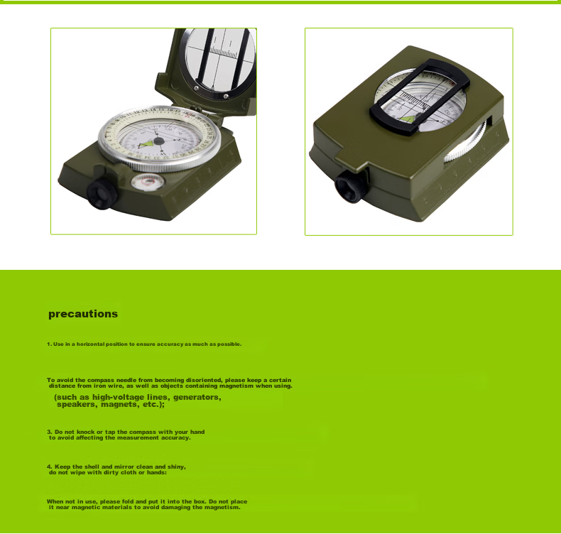 BIJIA Multifunctional Professional Compass, Outdoor Hiking Compass, Geological Compass with Fluorescent Ring, High Precisio 14