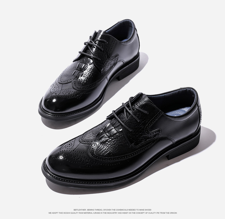 LAORENTOU Men's Business Dress Shoes First Layer Cowhide Non-Slip Brogue High-End Shoes 510409 Black Size 38 14