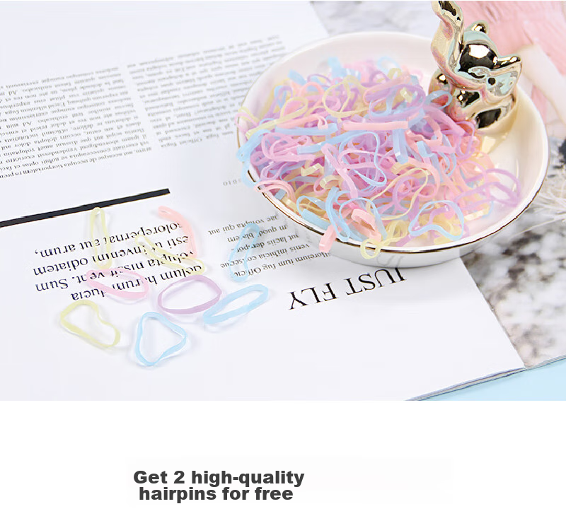 Jianyingshu Packaged Colorful Elastic Hair Bands 1000pcs Thickened High Elasticity Disposable Rubber Bands for Kids Hair Ties 11