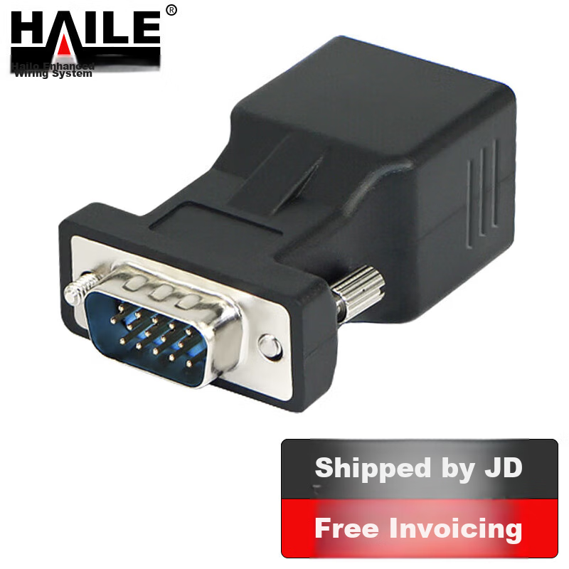 HAILE VGA Male to Network Port RJ45 Adapter, Ethernet Cable to VGA Converter, Monitor to Network Cable Connector, VGA Extender up to 20 Meters, One Pack, HZ-VGA