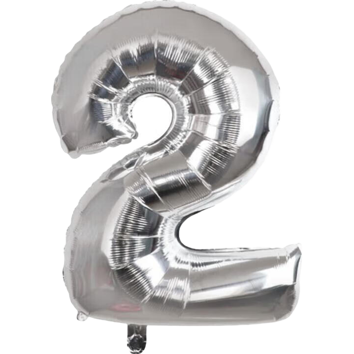 Kuyibao 32-Inch Digital 2 Birthday Scene Decoration, Silver Balloons, Romantic Birthday Party, New Year Decorations