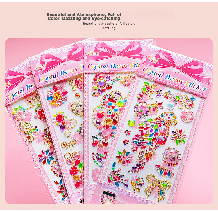Danmiqi Children's Sticker Toys, Girls' DIY Diamond Large Gemstone Stickers, Crystal Princess Reward Stickers Gift 4