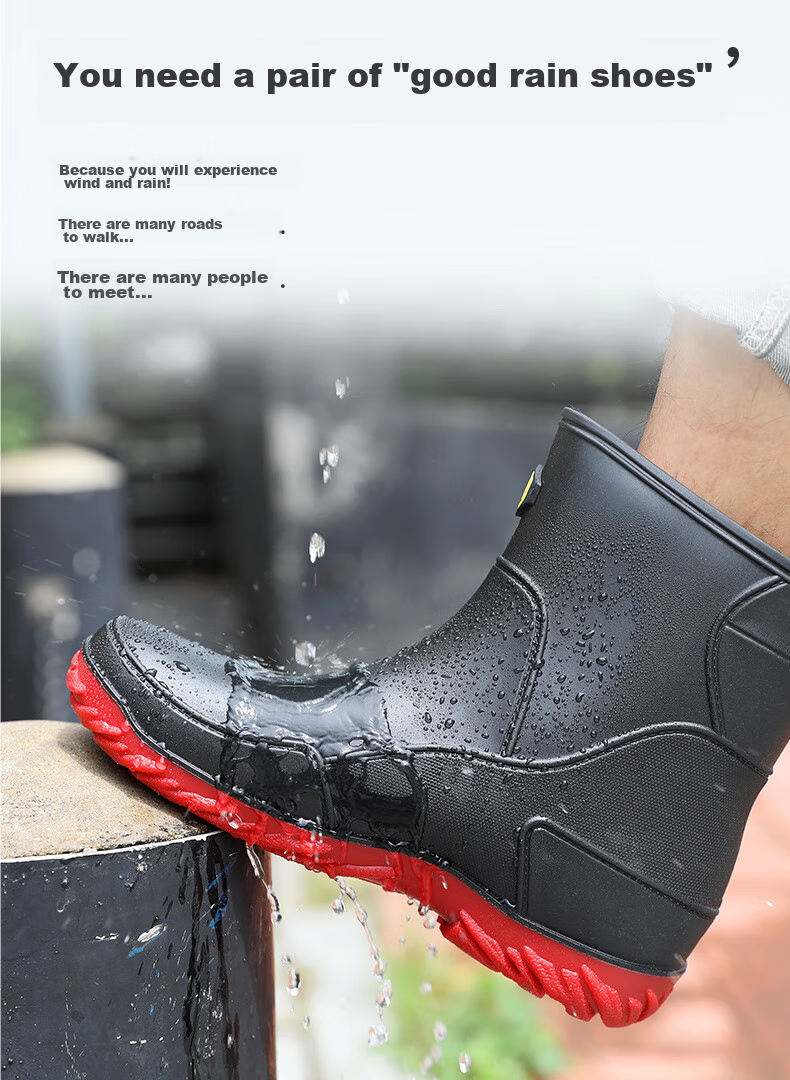 FOOTOPPO Rain Boots for Men, Mid-Calf Adult Waterproof Shoes, Mid-Top Water Boots, Fashionable Rubber Shoes for Women And Me 8