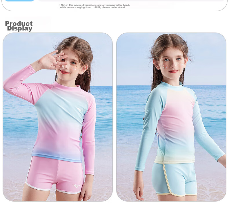 MIZUNO Kids Girls Two-Piece Cute Long Sleeve Sun Protection Quick-Dry Swimwear G3402 Pink Size 150 9