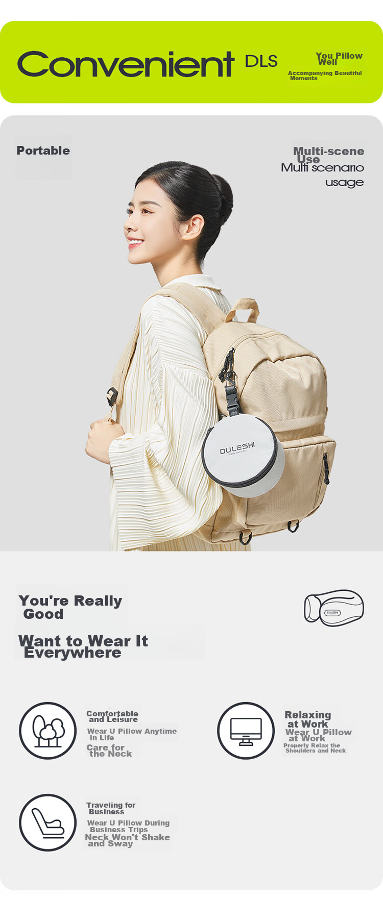 Car Lives U-Shaped Neck Pillow, Portable Travel Pillow, Essential for Airplane, High-Speed Rail, And Business Trips, Neck Support Cushion, Nap Pillow 6