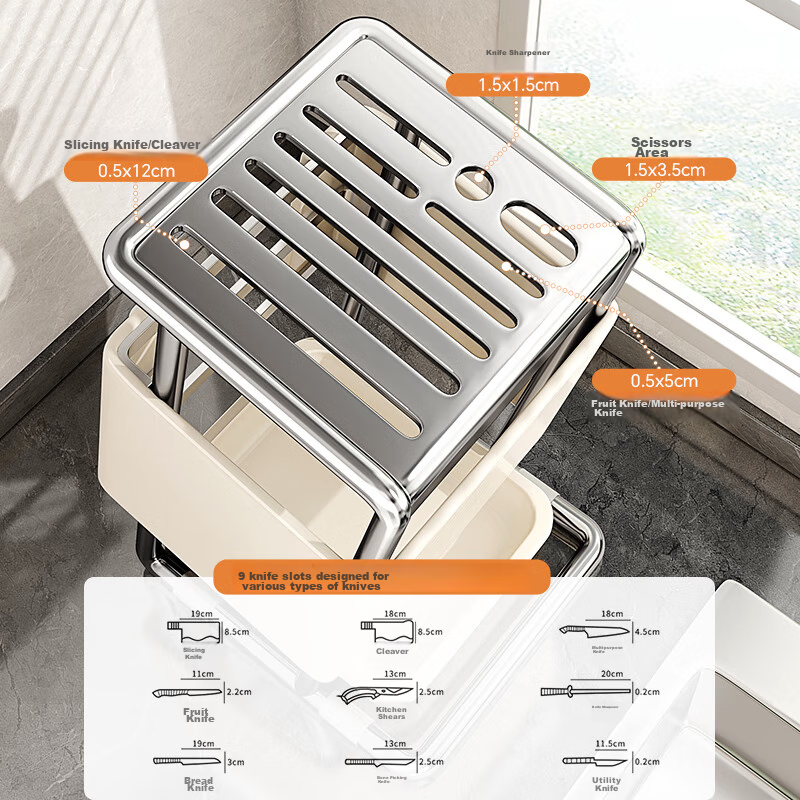 Shuaishi Knife Holder, Kitchen Storage Rack, Multi-Functional Cutting Board Holder, Utensil Organizer, Chopstick And Spoon Storage Rack, Chopstick Cage