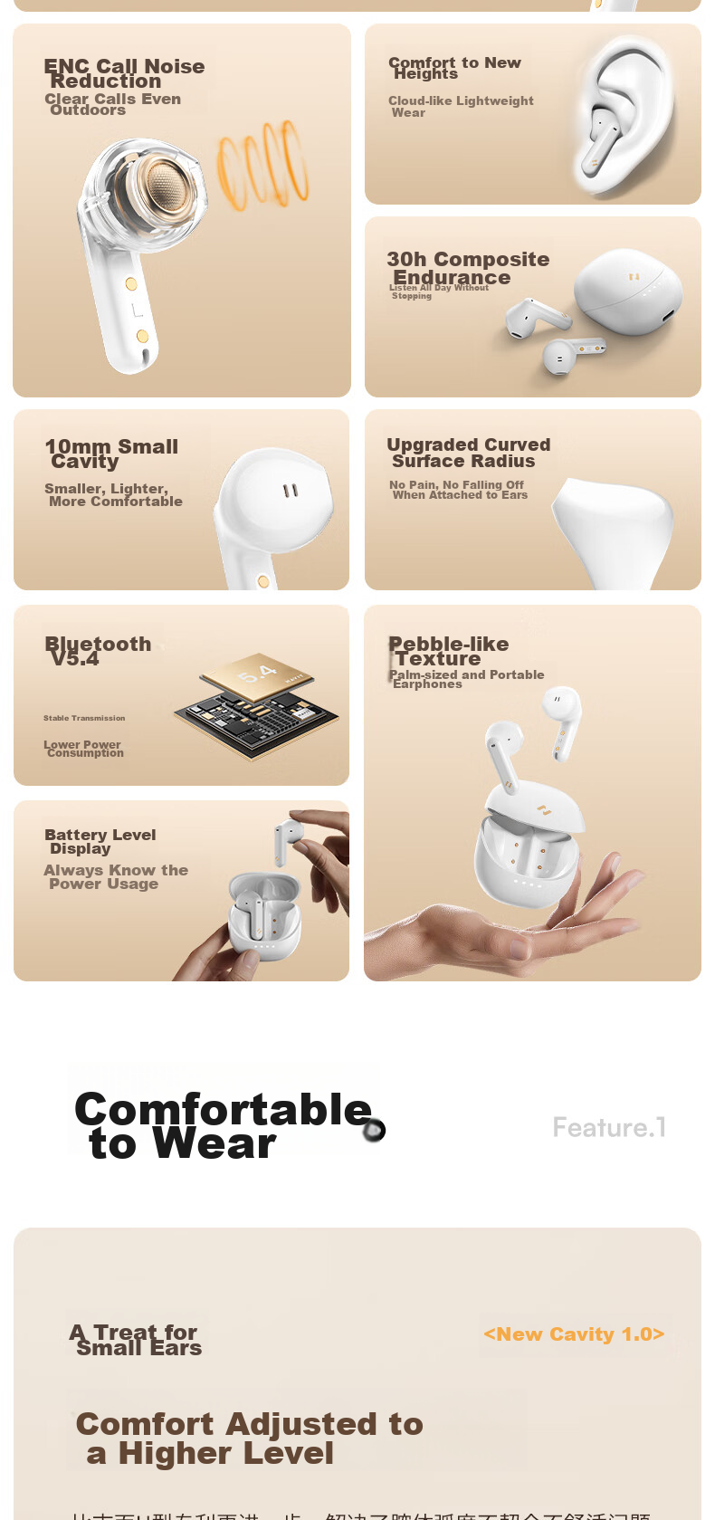Havit [5,000+ Positive Reviews] True Wireless Bluetooth Earbuds Semi In-Ear Sports Noise-Cancelling Deep Bass Music Gaming Low Latency Compatible with Huawei Apple Phones E9 Pink 2