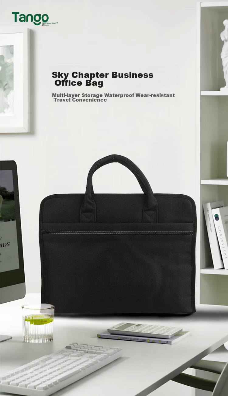 TANGO Office Handbag/conference Bag/business Bag/document Bag/laptop Bag/briefcase, Business Zipper Storage Bag for Men And Women, Thickened, Black LH218 2