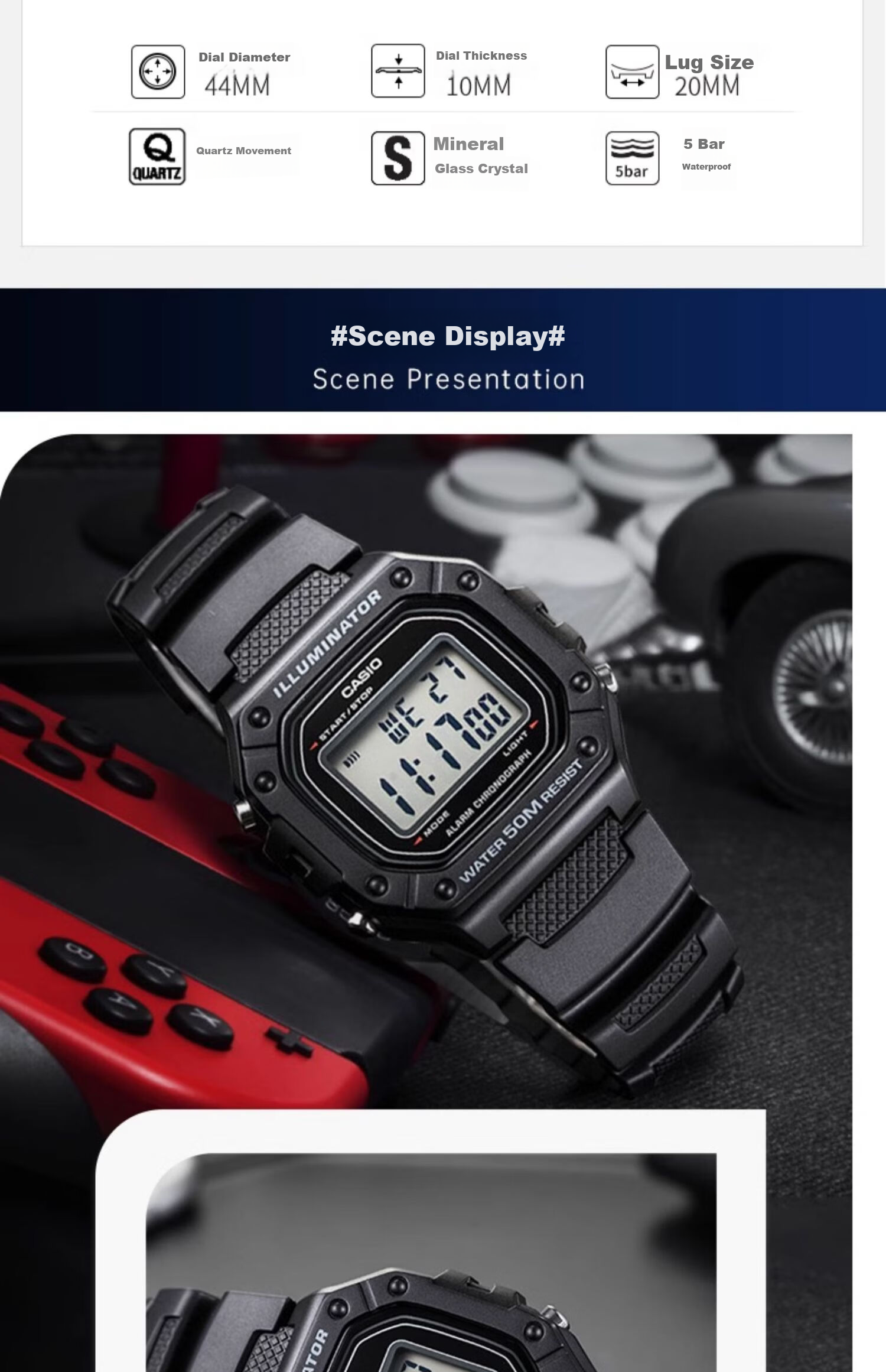 Casio Watch, Men's Retro Small Square Sports Waterproof Student Watch for Men And Women, F91W Series Watch W-218H 17