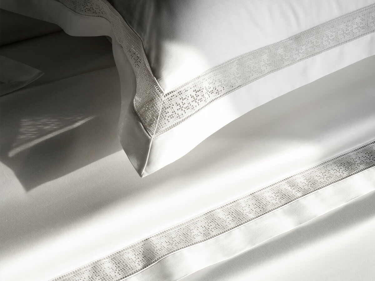 SIDANDA, 140 Thread Count Imported Pima Cotton Four-Piece Set, French Style Pure White All-Cotton Bedding Set, Hollow Embroidery Light Luxury Bedsheet Style 15