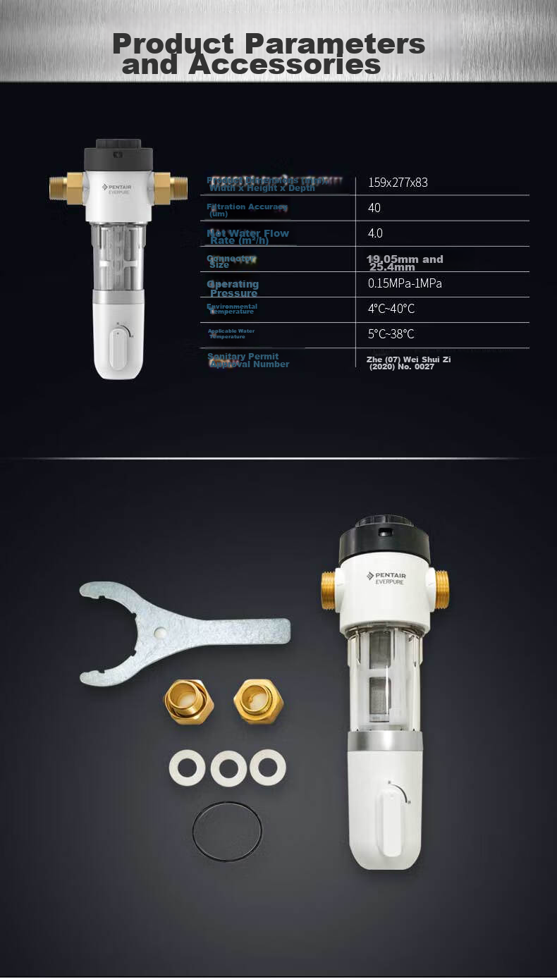 Everpure Under-Sink Pre-Filter Water Purifier, 40 Micron Backwash, 11T/H High Flow Rate, Baby And Maternal Grade, BPA-Free, 316L Stainless Steel Filter, EVP-P40B 12