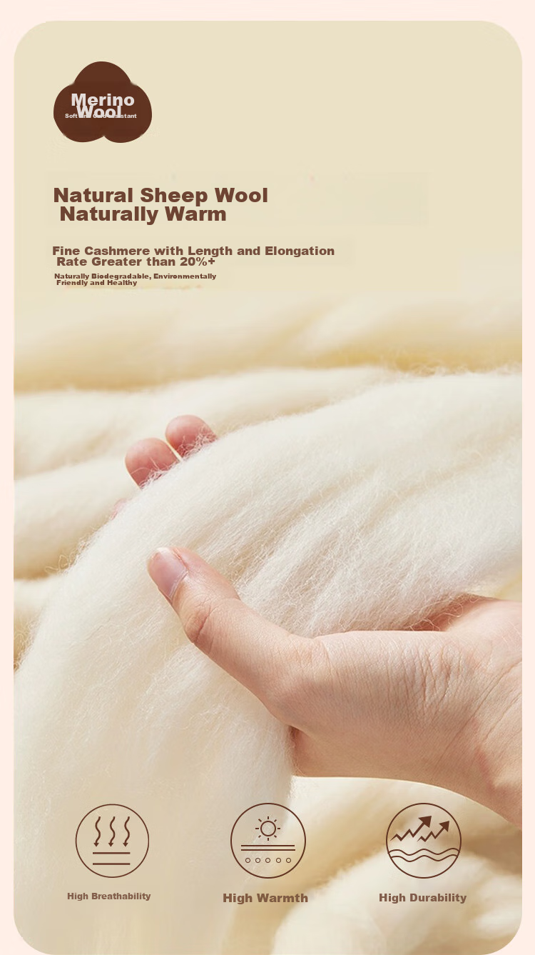 Hengyuanxiang Wool And Silk Thermal Underwear, Fleece-Lined, Extra Thick, Mid-Collar Autumn Top And Bottom Set 7