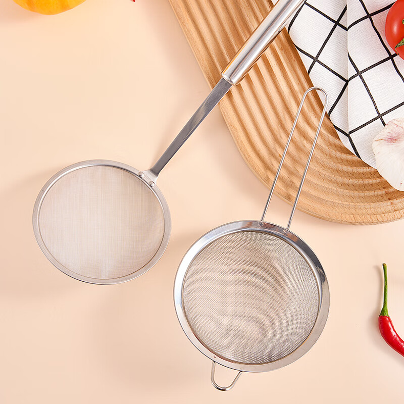 Jekero 304 Stainless Steel Strainer Skimmer, Soy Milk Filter Ladle, Frying Basket, Froth Remover Spoon, Flour Sieve, Two Pieces