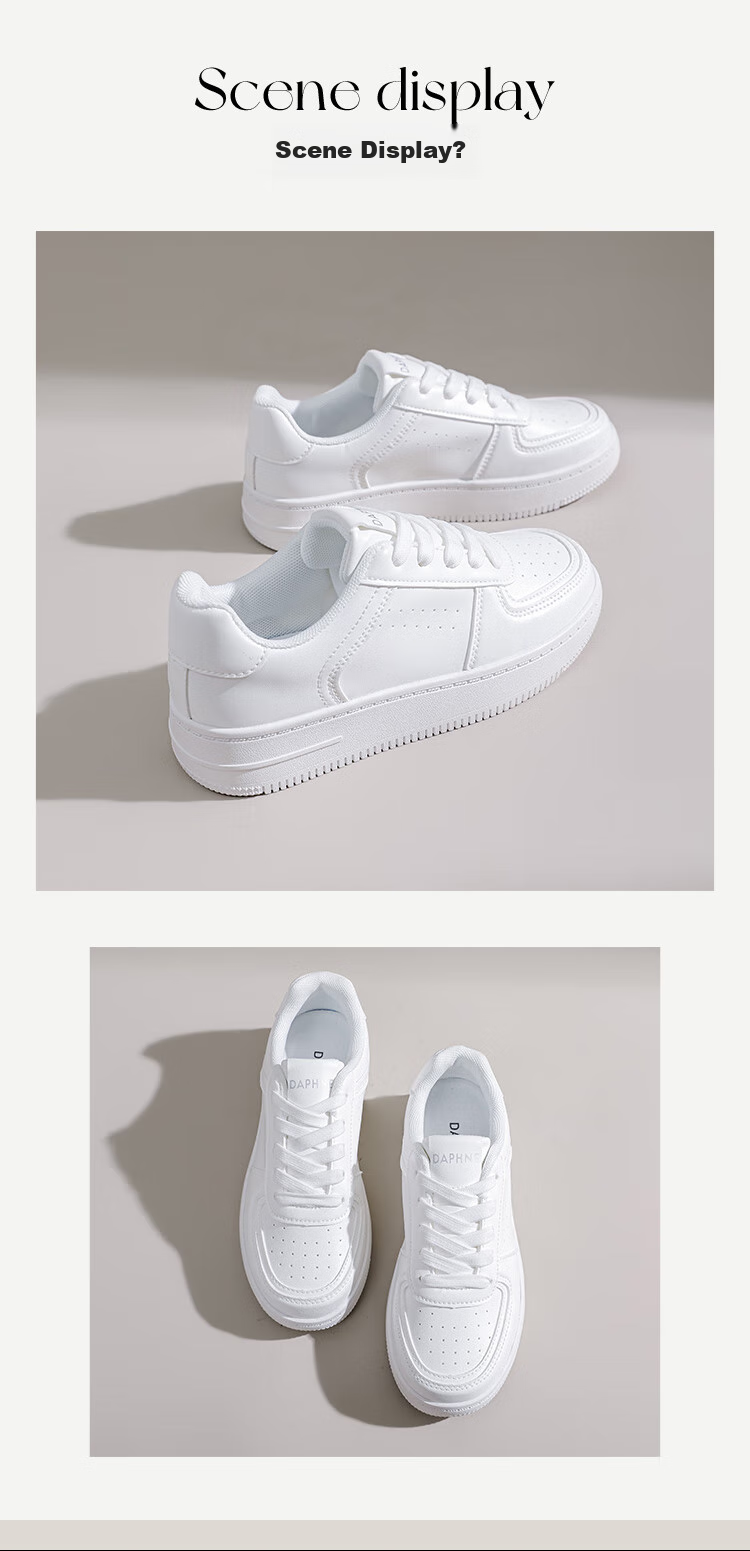 DAPHNE Women's White Sneakers for Spring And Autumn, Breathable Comfortable Sports Shoes, Fashionable Versatile Thick-Soled Skateboard Shoes, Beige, Size 38 11