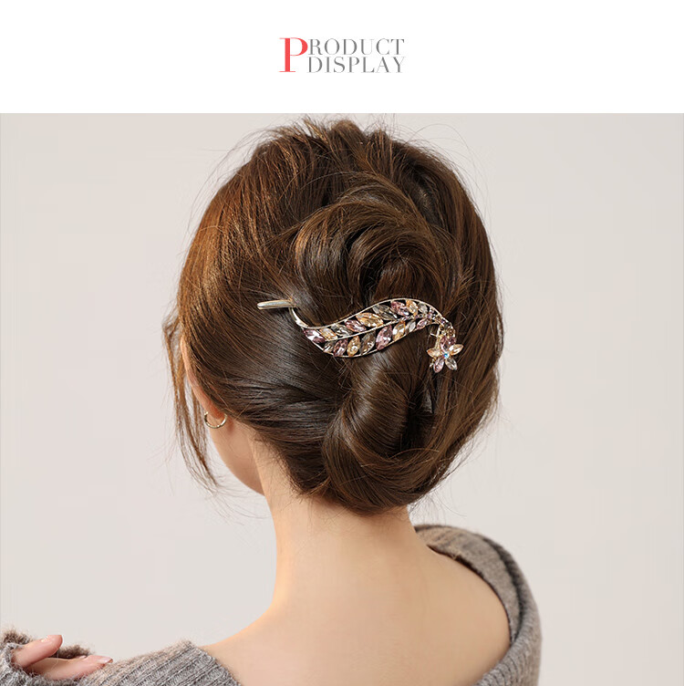 CHIMERA High-Quality Leaf Hair Clip, Rhinestone Twist Clip, Hairpin, Hair Accessory, Hair Clip, Women's Mid-Autumn Festival Gift 7