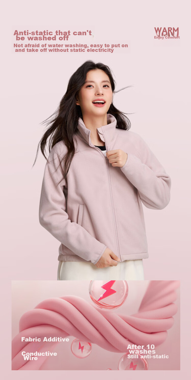 Semir Women's Anti-Static Fleece Loose Casual Winter Patchwork Stand Collar Raglan Sleeve Jacket 101724108004 4