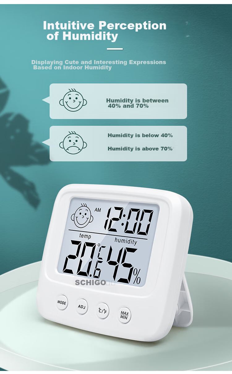 CHIGO Home Electronic Thermometer And Hygrometer for Indoor Office, Baby Room, Time Alarm Clock HTC-1 ABS 8