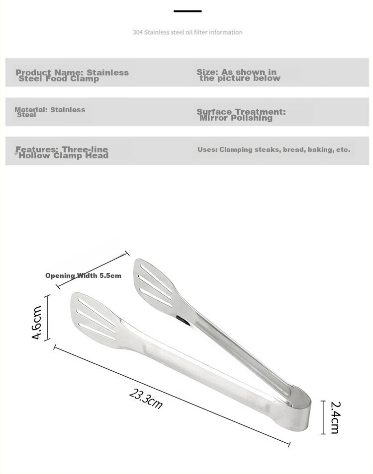 BJ Tongs Food Clamps Stainless Steel Tongs Kitchen Steak Tongs Barbecue Tongs Meat Tongs Food Clamps 8