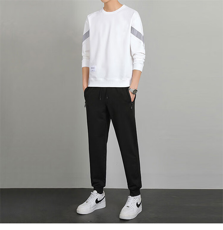 RED DRAGONFLY Men's Sports Casual Comfortable Versatile Simple Crew Neck Sweatshirt and Pants Set Dark Gray XL 10