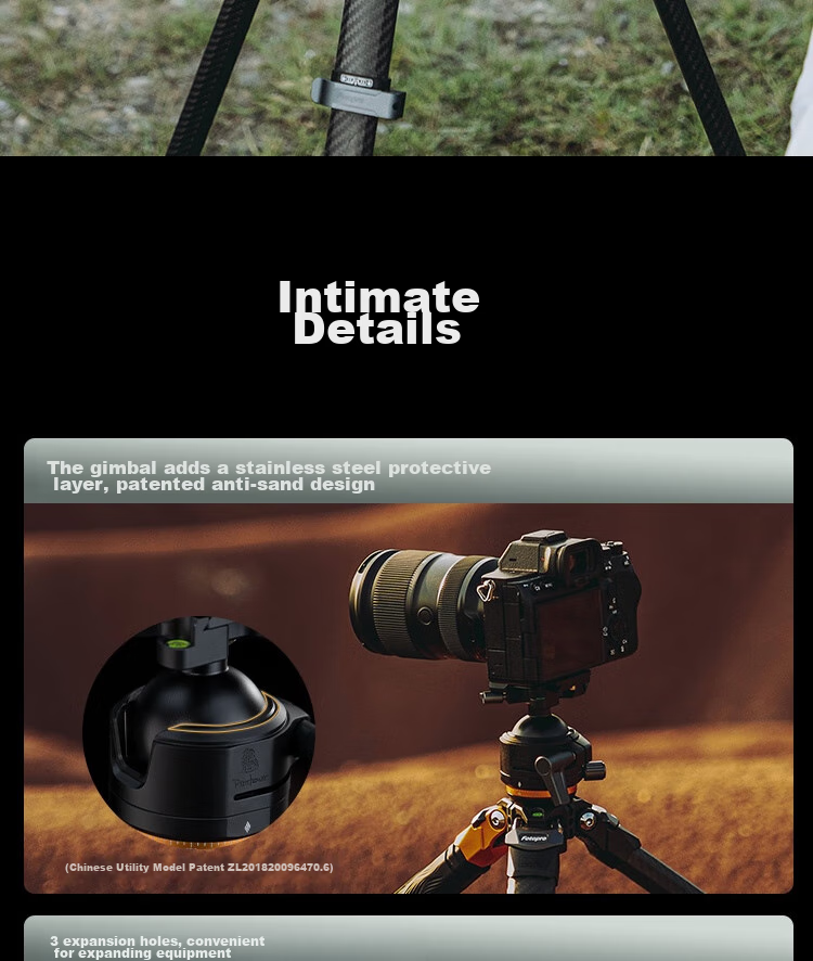 Fotopro Origin (20th Anniversary Edition), Lightweight Travel Photography Pure Carbon Fiber Irregular Design Panoramic Ball Head, Digital Camera Mirrorless Photography Tripod 18