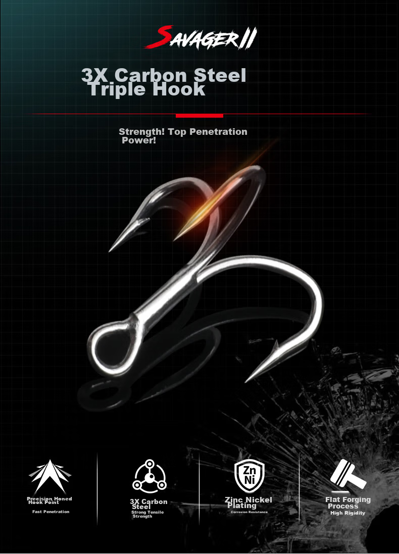 Guowangluya Sanbenkoo 3X Reinforced New Anti-Rust Lure Fishing Three-Claw Hook, Three Anchor Hooks with Barbs, Fish Hook, Size 8/8 Pieces/box 2