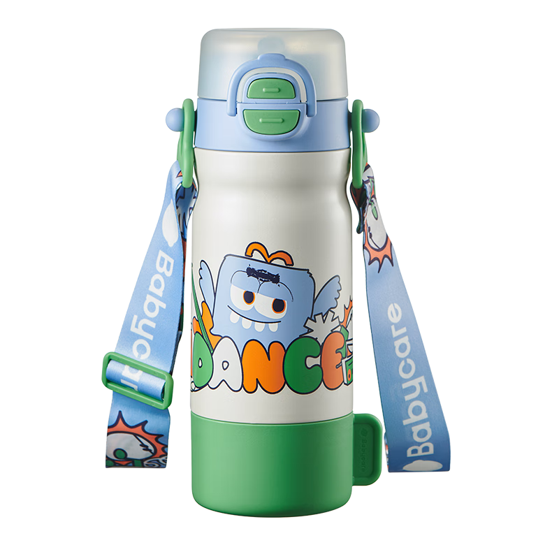 Babycare Four-In Children's Insulated Cup Water Bottle, 316 Stainless Steel Thermos with Straw, Large Capacity for School Kids, 550ml Blue
