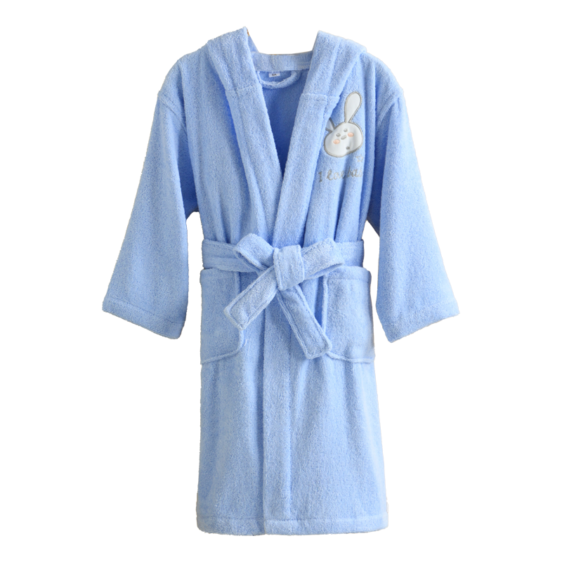 Zhuyibai Pure Cotton Bathrobe, Thickened Sleepwear for Men And Women, Cartoon Towel Fabric Bathrobe, Children's Home Bathrobe, XL Blue