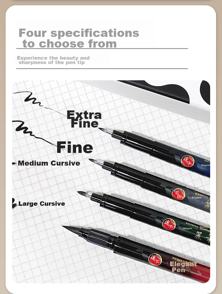 ZEBRA Quick-Drying Calligraphy Brush Pen, Student Brush for Handwriting Practice, Calligraphy Pen for Invitations, WFSB10 Large Regular Script Black, Pack of 5 3